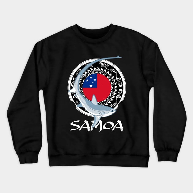 Thresher shark on Samoan flag Crewneck Sweatshirt by NicGrayTees